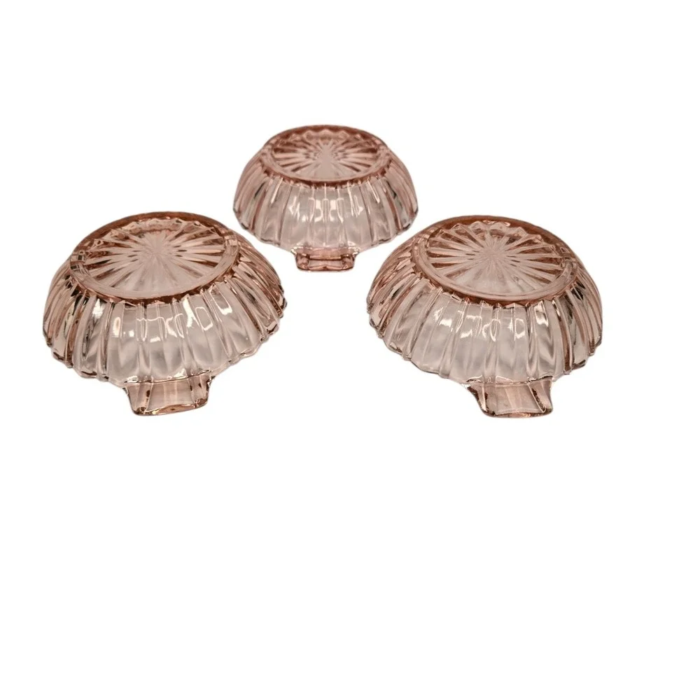 Anchor Hocking Fortune Pink Depression Glass Handled Nappy Bowls Set of 3